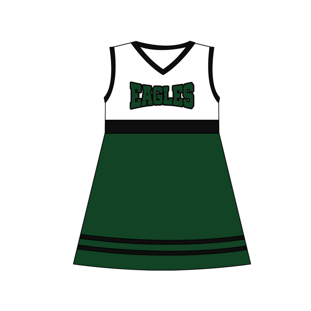 MOQ 8 pcs Custom Style EAGLES Sports Team Cheer Girl Dress 18-24M