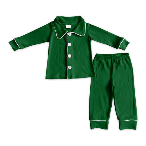Preorder 06.04 BLP0485 Christmas Green Cotton Boy's Pajamas Set