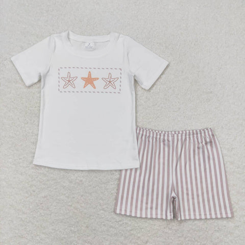 BSSO0826 Starfish Stripe Boys Shorts Set