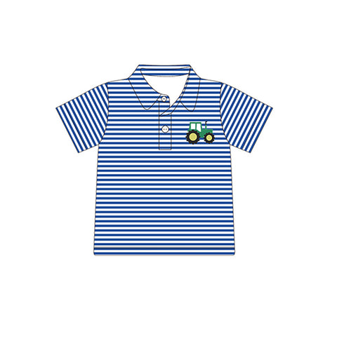 Preorder BT0689 Truck Blue Stripe Boy Polo Shirt Top