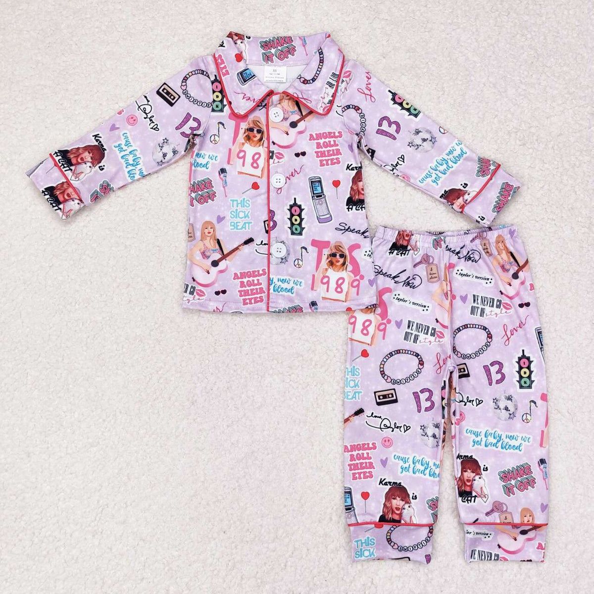 Kpop Pink Star Print Short Sleeve Girl Pajama Set main image 1
