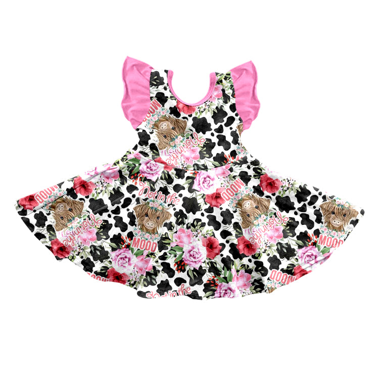 Preorder 11.08 GSD0528 MOOD Flower Cow Pink Girl's Dress