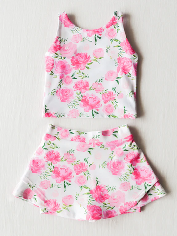 Preorder GSD0994 Rose Pink Skort Girls Swimsuit