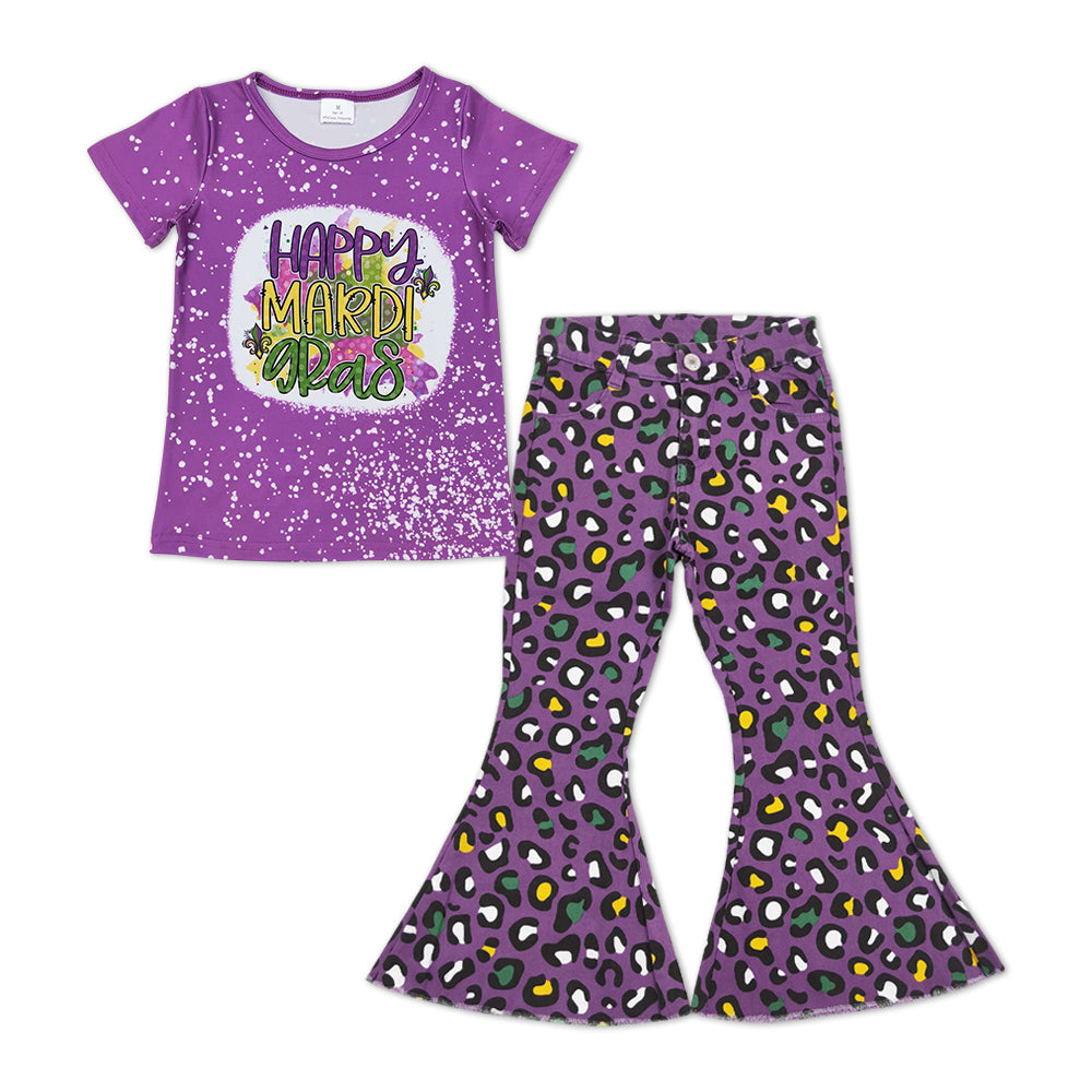 Cypress Row Girls Londyn Lavender Leggings Set - Orleans Mardi Gras Top main image 1