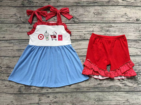 Preorder GSSO1205 Target Coffee Red Girls Shorts Set