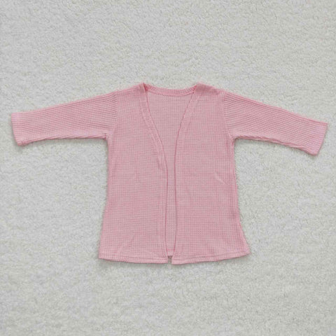 GT0249 Waffle Pink Cardigan Girl's Coat