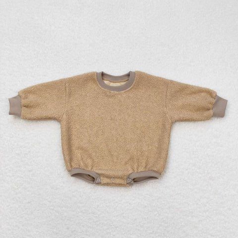 LR0947 Lambswool Khaki Sweater Baby Bubble Romper