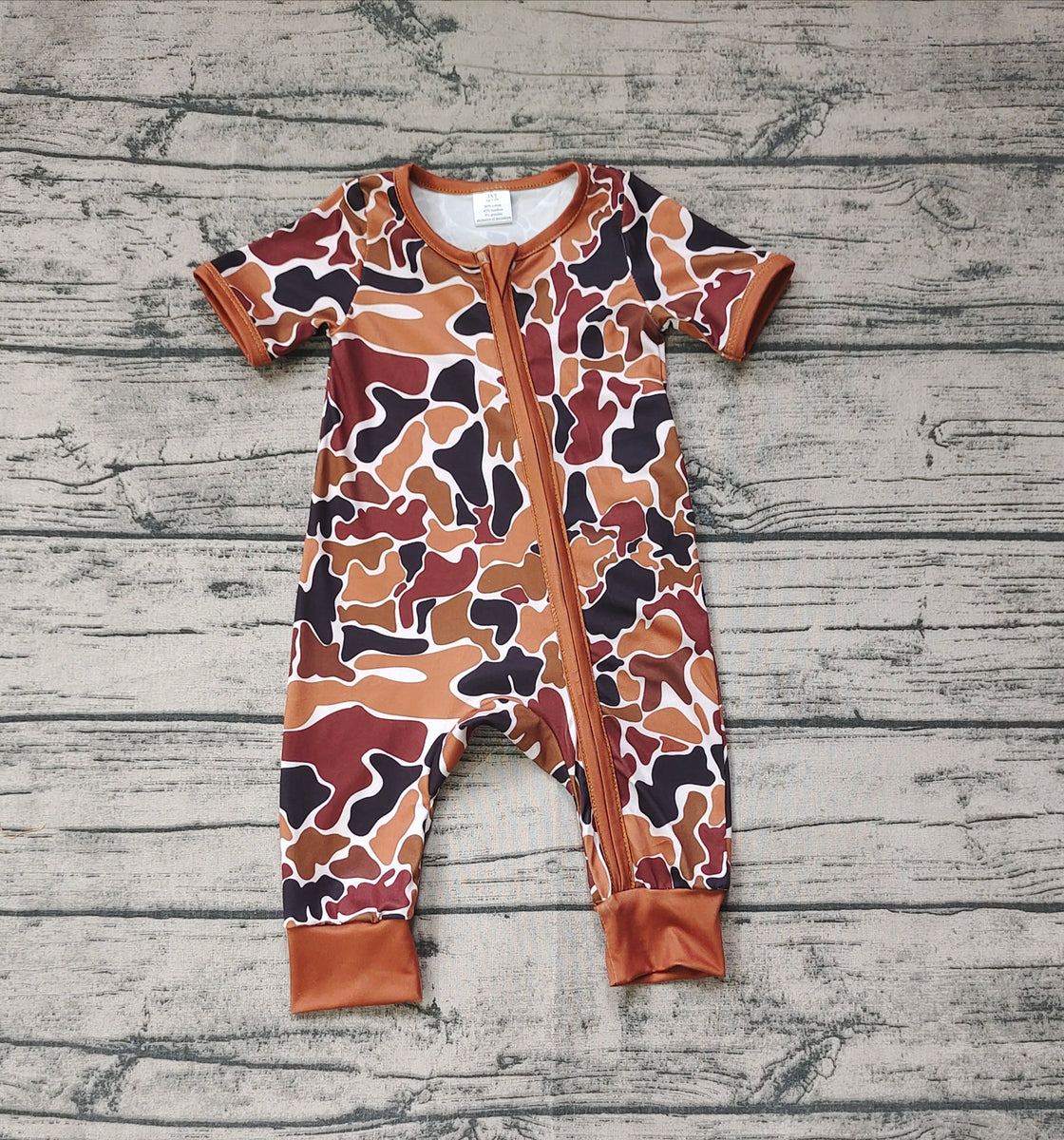 Boys Lil Bro Camo Patch S/S Romper by Sweet Wink main image 0