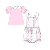 Preorder 10.28 MOQ 5 pcs SR3282 Easter Bows Pink Baby Girls Romper Set