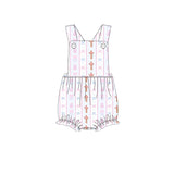 Preorder 10.28 MOQ 5 pcs SR3282 Easter Bows Pink Baby Girls Romper Set