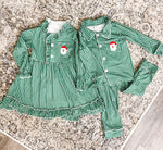 6 C10-7 Boutique Girl's Gown Green Plaid Christmas Santa Claus Dress