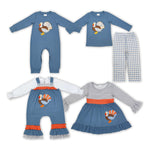 Thanksgiving Turkey Embroidery Kids Sibling Matching Clothes