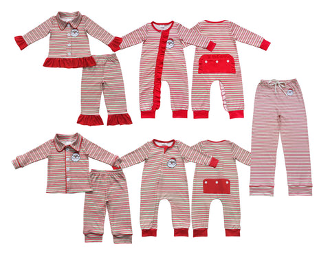 Embroidery Santa Christmas Family Pajamas Sibling Matching Clothes