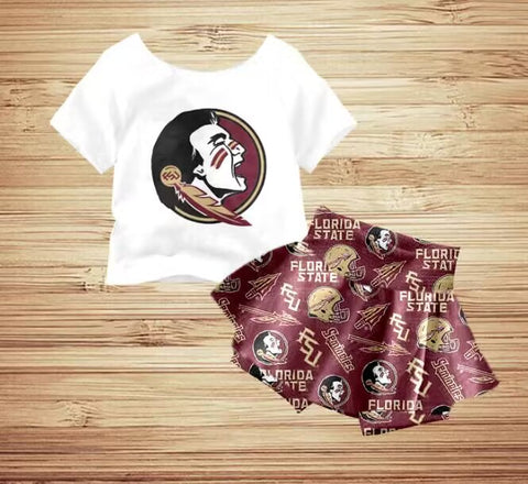 MOQ 8 pcs Custom Style FSU Football Team Girl Skirt Set