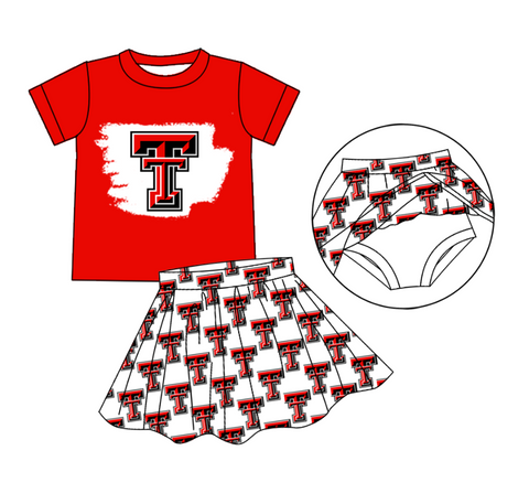 MOQ 8 pcs each style Custom Style T Team Girls Skorts Set