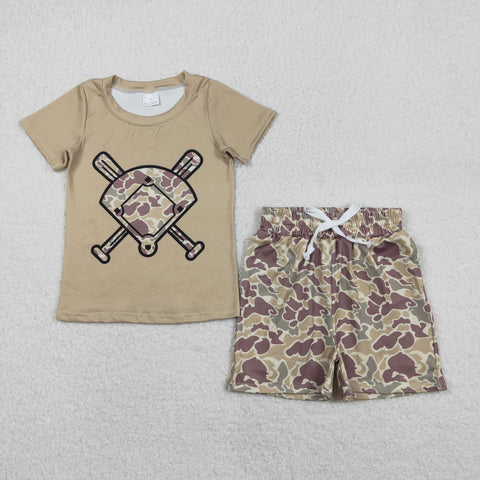 BSSO1586 Baseball Camo Boys Shorts Set