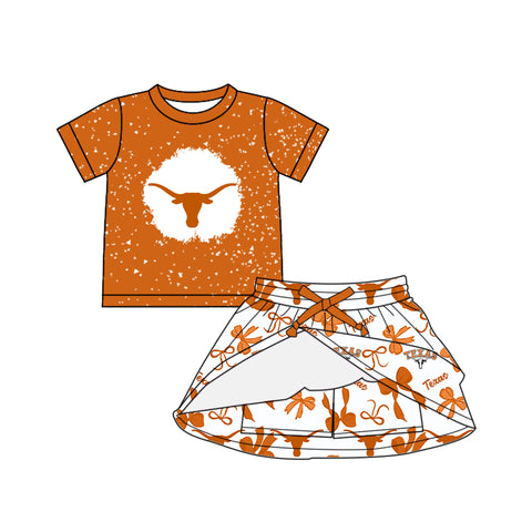 MOQ 8 pcs each style Custom Style Texas Team Girls Skorts Set