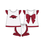 MOQ 5 pcs Custom Style University team Arkansas Matching Kids Clothing