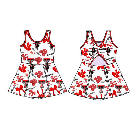 MOQ 8 pcs each style Custom Style Red T Bows Team Shorts Liner Girls Dress