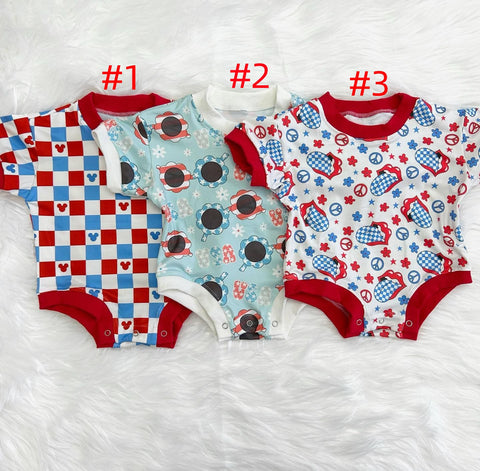 MOQ 3 pcs each style Custom Style Cartoon Kids Bubble Romper