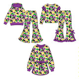 Preorder MOQ 5 pcs Each Style Mardi Gras Camo Ruffles Kids Matching Clothes