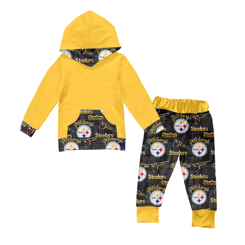 MOQ 8 pcs Custom Style Steelers Hoodie Boy Set