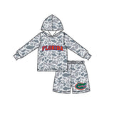 MOQ 5 pcs Custom Style School Team Camo Boy Hoodie Shorts Set