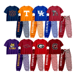 Preorder MOQ 5 Pcs Each Style School Team Mascot Plaid Boys Jogger Set