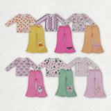 Holiday Girls' Outfits Long Sleeve Top & Flare Pants Kids Matching Clothes