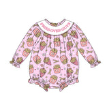Preorder Samples LR2768 Smocked Valentine's Day Fries over guys Pink Baby Bubble Romper