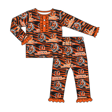 MOQ 8 pcs Custom Style BENGALS Girl Pajamas Set