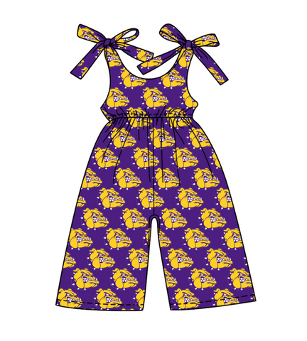 MOQ 8 pcs each style Custom Style Purple Team Girls Jumpsuit