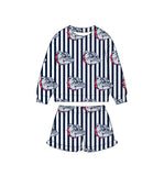 MOQ 5 pcs Custom Style Team Mascot Stripe Kids Girls Shorts Set