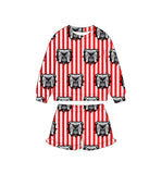 MOQ 5 pcs Custom Style Team Mascot Stripe Kids Girls Shorts Set