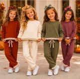 Preorder MOQ 5 Pcs Each Style Fall Solid Color Thick Cotton Sweatshirt Girls Outfits