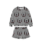 MOQ 5 pcs Custom Style Team Mascot Stripe Kids Girls Shorts Set