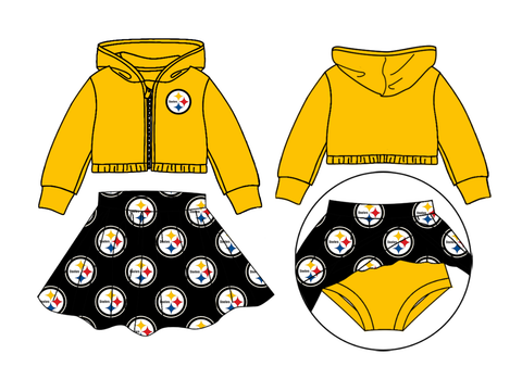 MOQ 5 pcs Custom Style Each Style Steeles Team Coat Girls Skorts Set