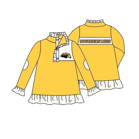 MOQ 8 pcs Custom Style SOUTHERN MISS Print Pullover Ziper Shirt Top Girl