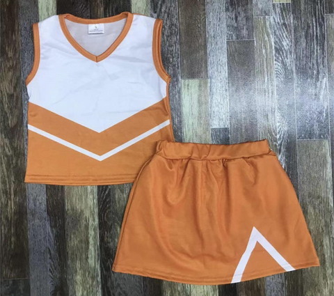 MOQ 5 pcs Custom Style Cheer Orange Girl Skirt Set