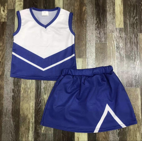 MOQ 5 pcs Custom Style Cheer Blue Girl Skirt Set
