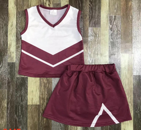 MOQ 5 pcs Custom Style Cheer Red Wine Girl Skirt Set