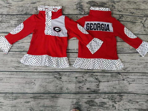 MOQ 3 pcs Custom Style GEORGIA Print Pullover Ziper Shirt Top Girl