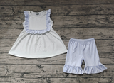 GSSO0926 Blue Stripe Girls Shorts Set