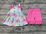GSSO1007 Flower Pink Bow Girls Shorts Set