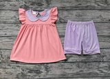 GSSO1066 Pink Cotton Girls Shorts Set