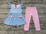 GSPO1241 Blue Stripe Pink Girls Set