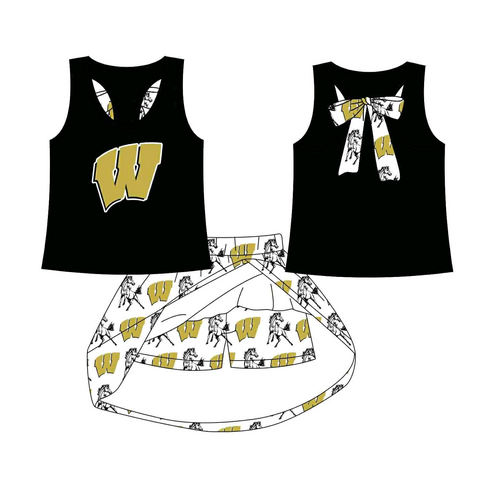 MOQ 8 pcs Custom Style  Wheeler Team Cheer Girls Skorts Set