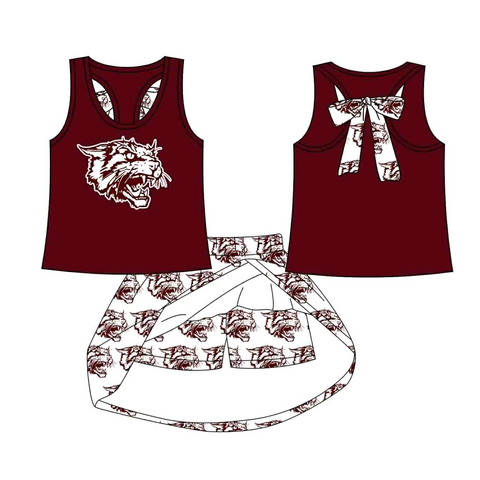 MOQ 8 pcs Custom Style Littlefield Wildcat Team Cheer Girls Skorts Set