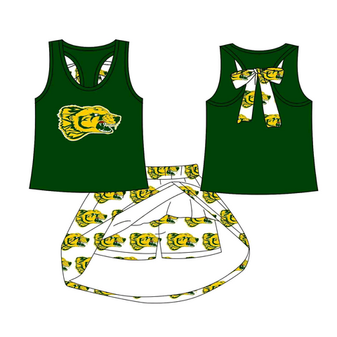 MOQ 8 pcs Custom Style Springlake wolverines Team Cheer Girls Skorts Set