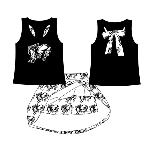 MOQ 8 pcs Custom Style Muleshoe Team Cheer Girls Skorts Set